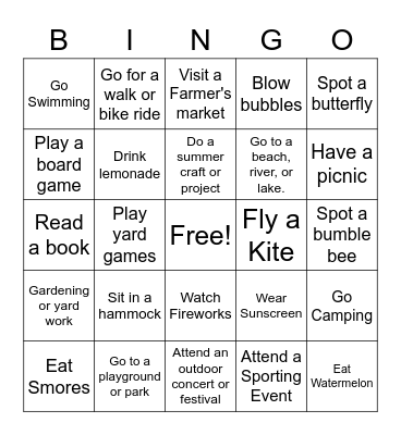 Truework Summer Bingo Card