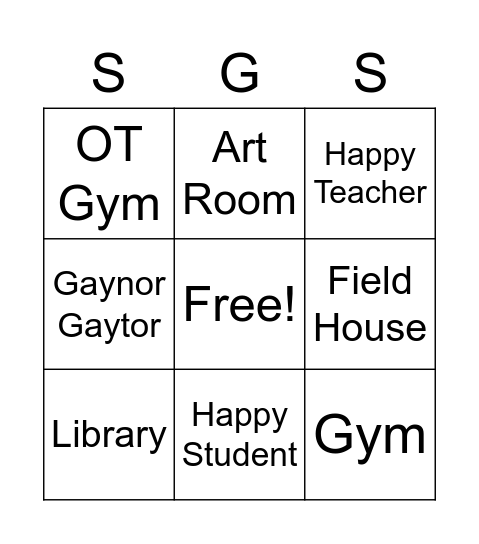 Gaynor Bingo Card