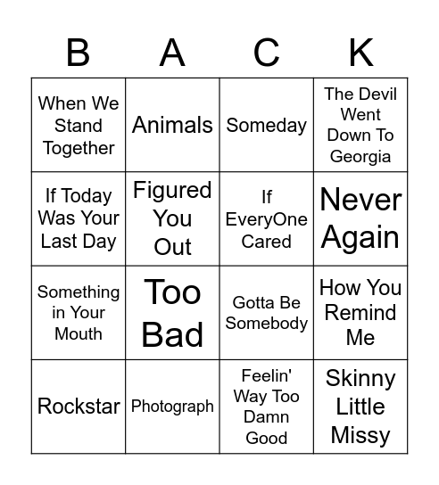 Nickel Bingo Card