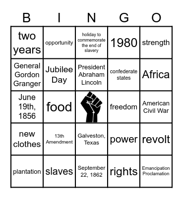 Juneteenth Bingo Card
