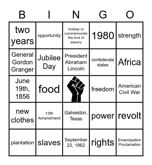 Juneteenth Bingo Card