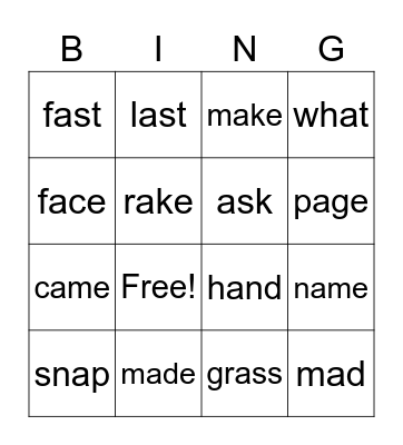 Yellow Bingo Card