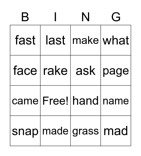 Yellow Bingo Card