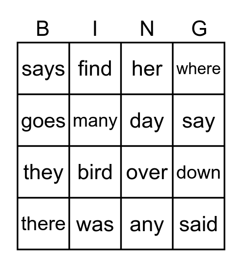 Extension R#7-15 Bingo Card