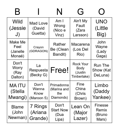 Bingo da Liz (e do namorado da Liz) Bingo Card