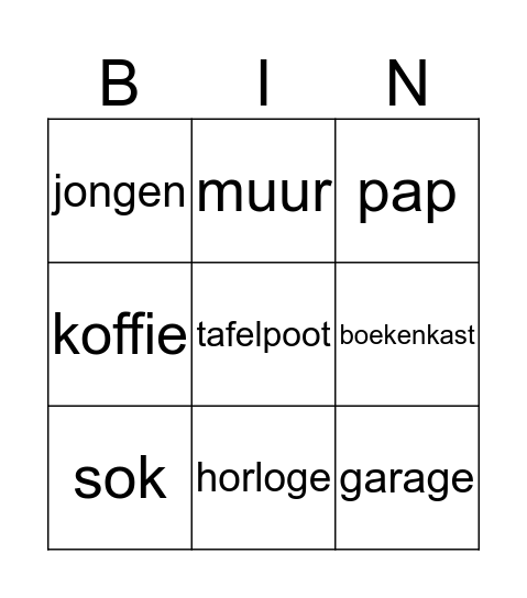 woordbingo 2 Bingo Card