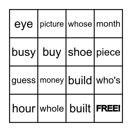 Extension #27-31 Bingo Card