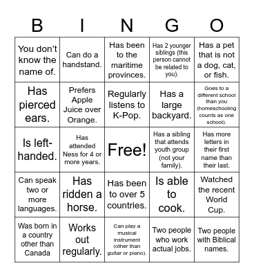 Untitled Bingo Card