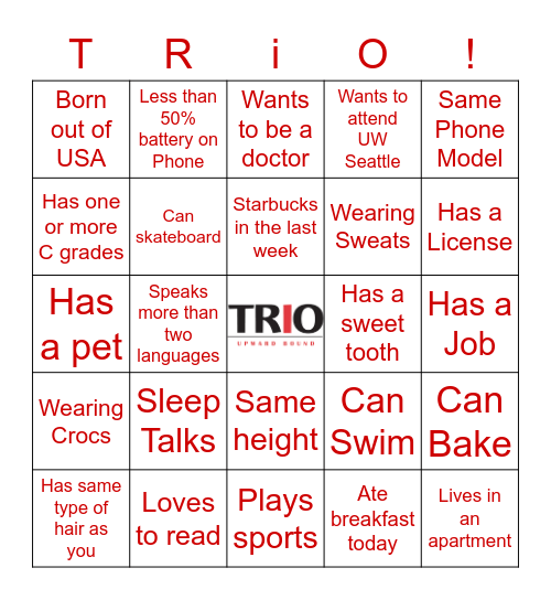 Welcome New UB Memebers Bingo Card