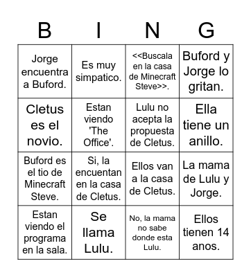 Donde esta Lulu Bingo Card