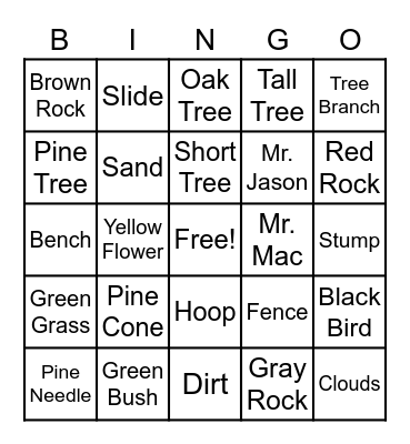 Nature Bingo (6-8th) Bingo Card