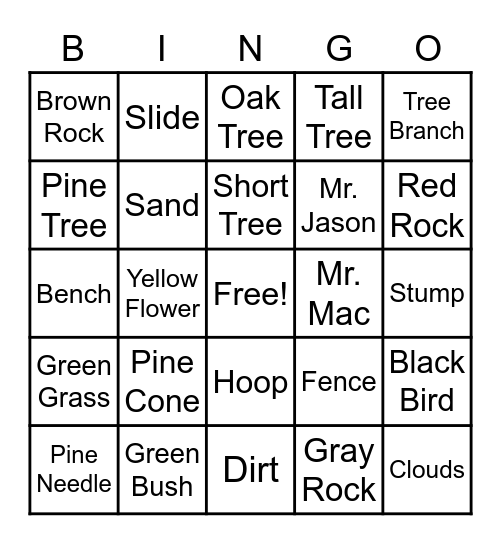 Nature Bingo (6-8th) Bingo Card