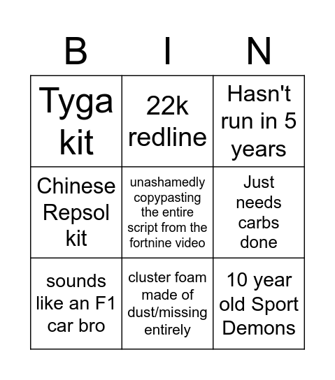 MC19/22 for sale bingo Card