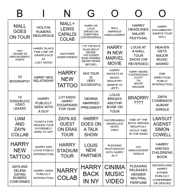 1D 2023 BINGO Card