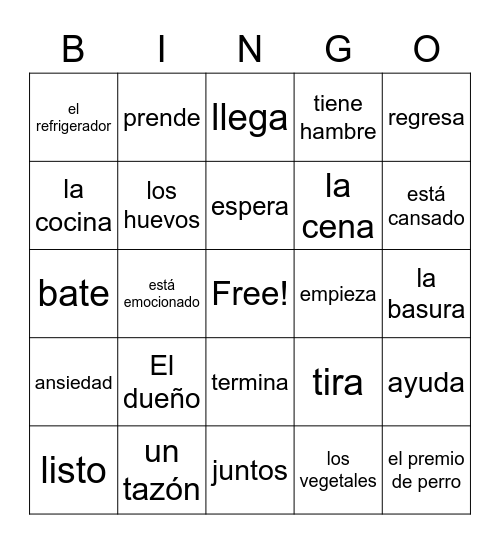 Omelette Bingo Card