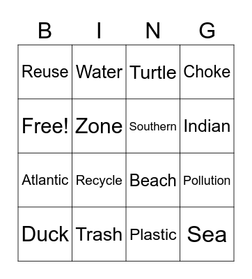 Sea In Danger Bingo Card
