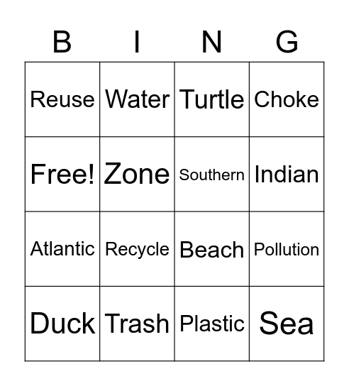 Sea In Danger Bingo Card