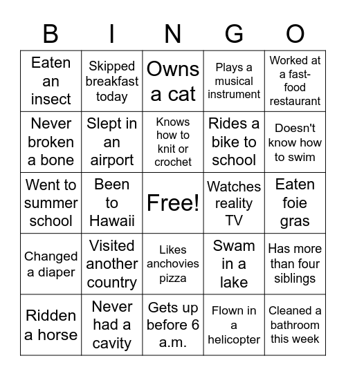 Notre Dame Parent Association Bingo Card