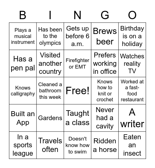 Untitled Bingo Card