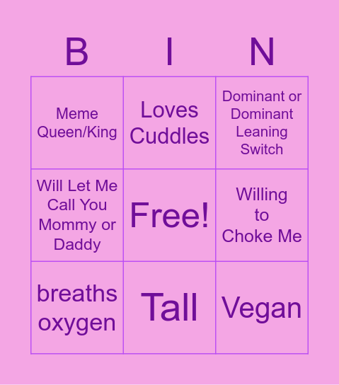 Are You My Type?? Bingo Card