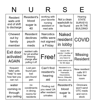 Nurse Bingo Card