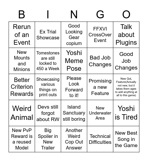 Live Letter May 12th Bingo Card