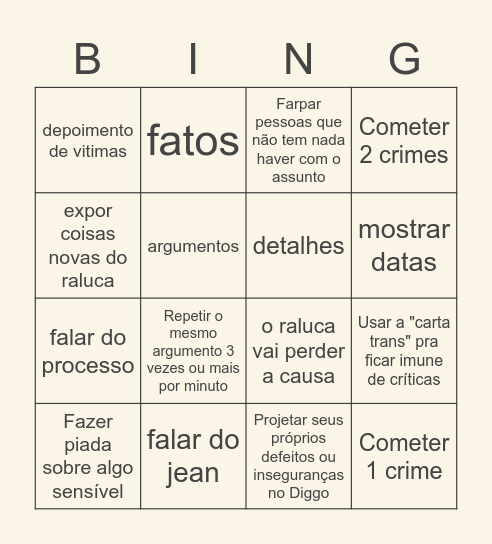 BINGO DO DIGGO Bingo Card