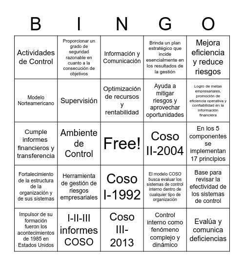 Modelo Coso Bingo Card