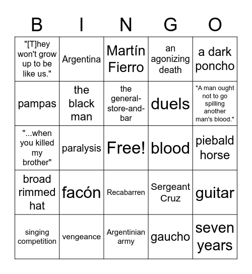 The End Bingo Card
