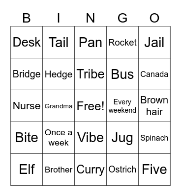 C4 Lesson 6 Book E Bingo Card