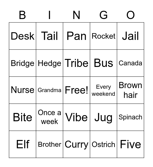 C4 Lesson 6 Book E Bingo Card