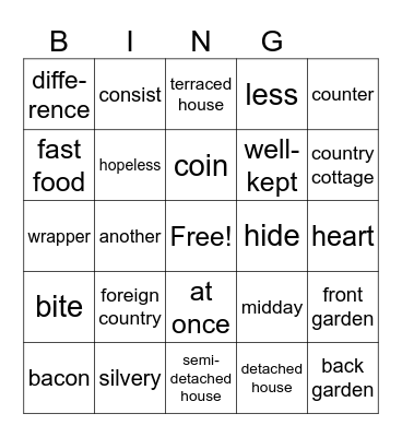 4a Lesson 44-46 Bingo Card