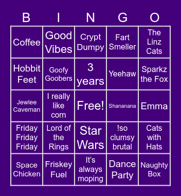 Lindsey Stream Anniversary Bingo Card