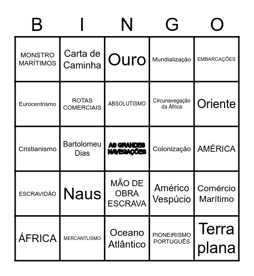 AS GRANDES NAVEGAÇÕES Bingo Card
