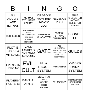 KOREAN ACTION WEBTOON BINGO Card