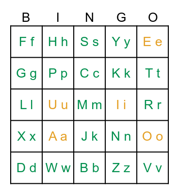Alphabet Bingo Card