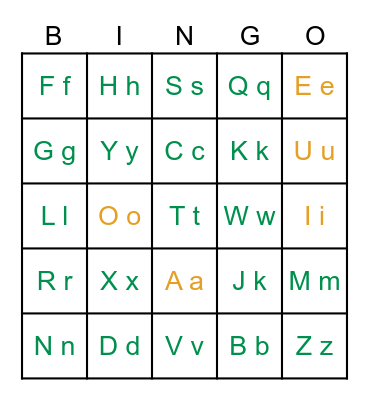 Alphabet Bingo Card