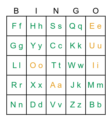 Alphabet Bingo Card