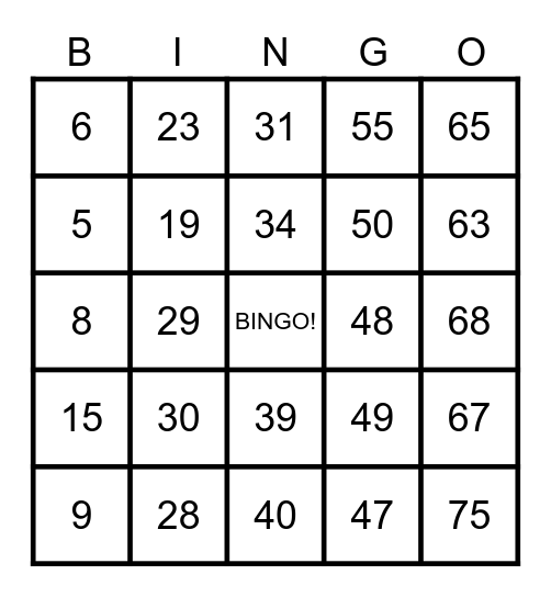 ILB Outing 2023 Bingo Card