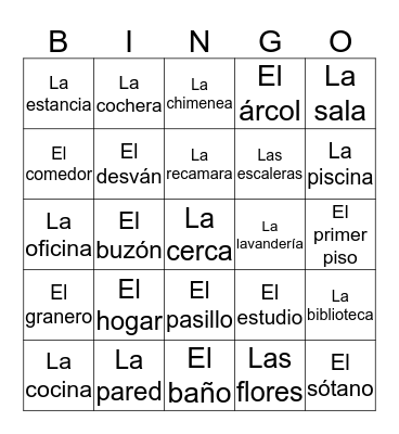 Casa Bingo Card