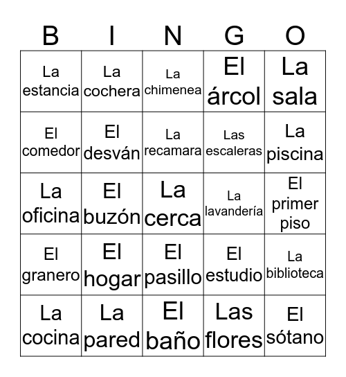 Casa Bingo Card