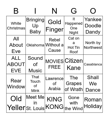 Movie Bingo Card