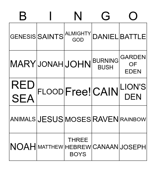 BIBLE  Bingo Card