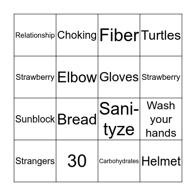 Health Safety Nutrion! Bingo Card