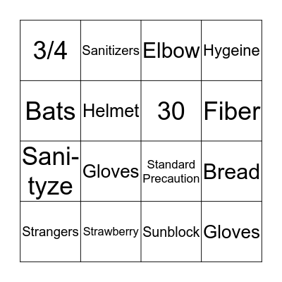 Health Safety Nutrion! Bingo Card