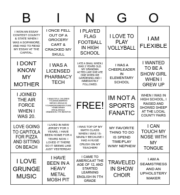 TEAM BUILDING FUN FACTS Bingo Card