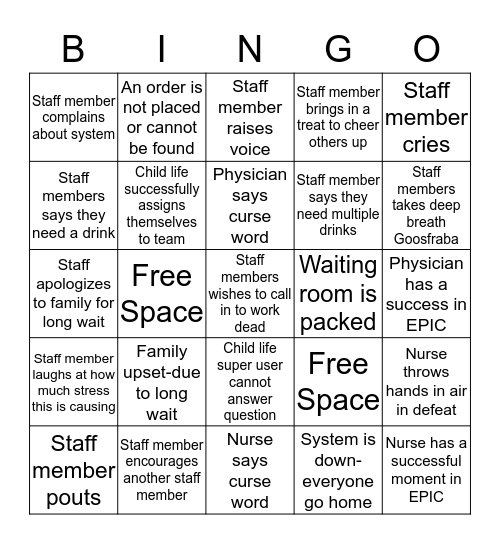 EPIC BINGO Card