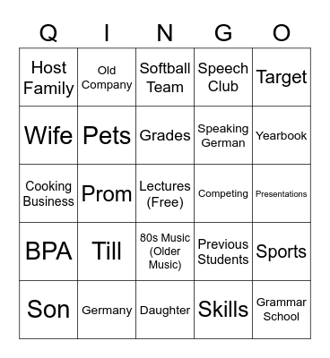 Qingo Bingo Card