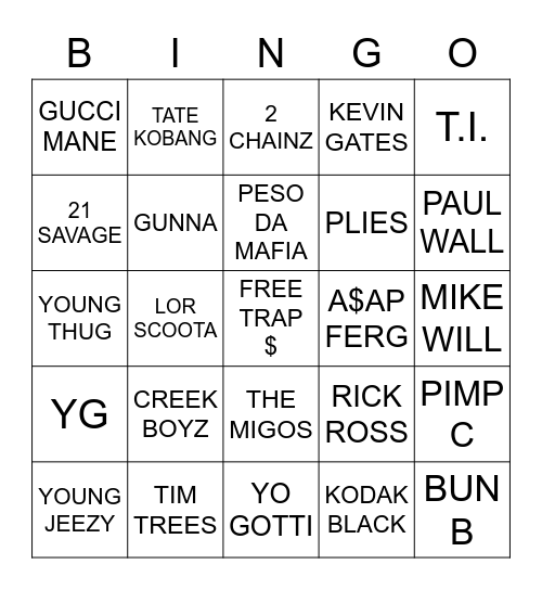 TRAP  Bingo Card