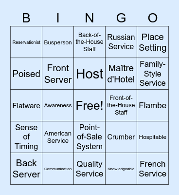 You've Been Served! Bingo Card